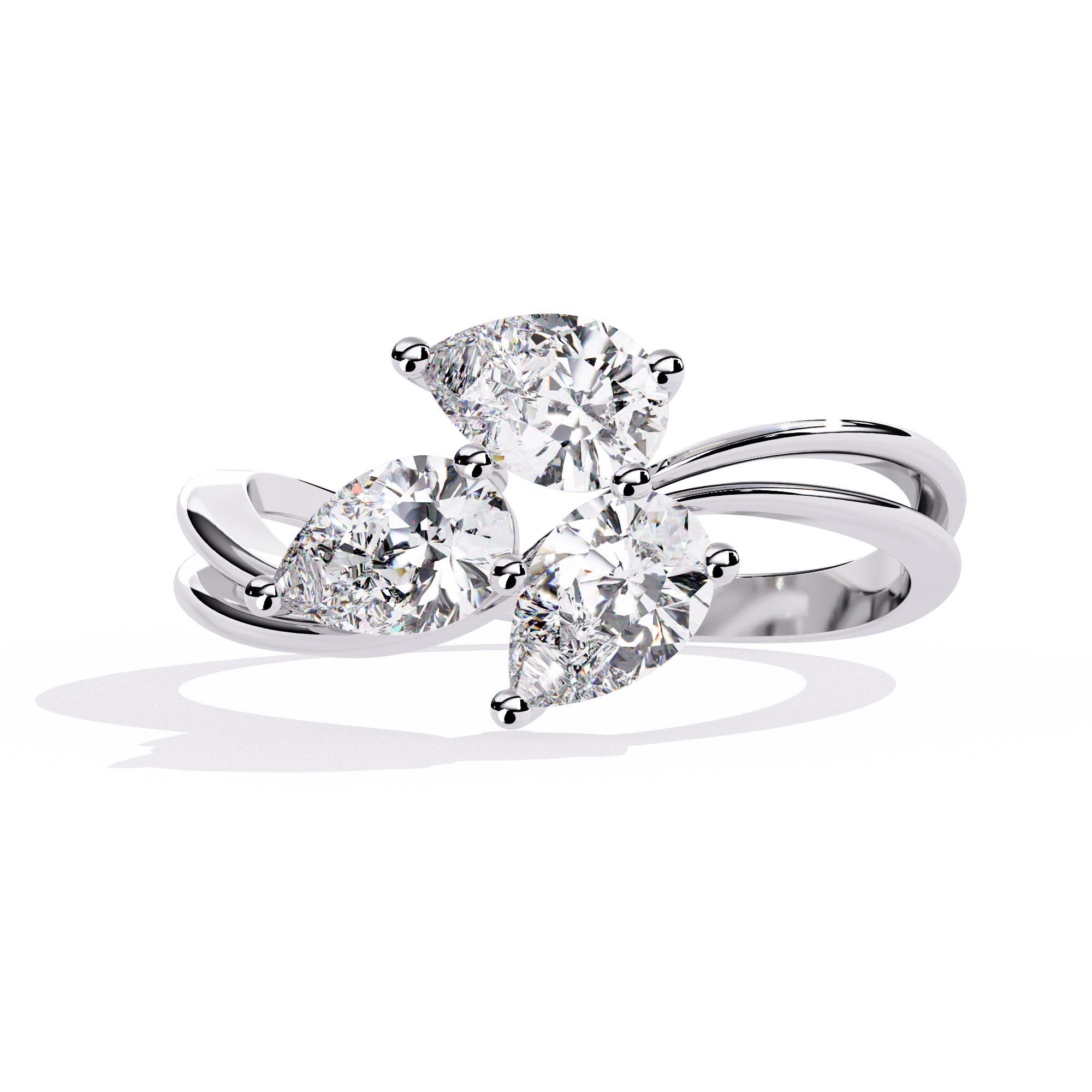 Solitairekart 1.06ct Natural Diamond Trinity Bloom Ring-HI Color, VS-SI Clarity